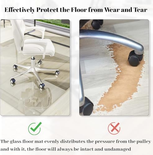 Image of [Tempered Glass] 48 inch x 66 inch Glass Office Chair Mat for Carpet
