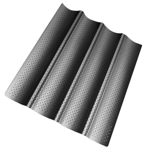 TOPPERFUN Teglia Per Baguette Antiaderente Con Foro Per Aria, Resistente Al Calore, Vassoio Da Forno Lungo Nero Per Uso Domestico e Preparazione Pane Francese