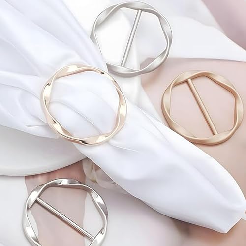 Image of Scarf Ring Clip, Shirt Ties Clips for Women, Cinch Clip to Tighten Clothing, Clothes Clips, Metal Round Circle Ring, Silver