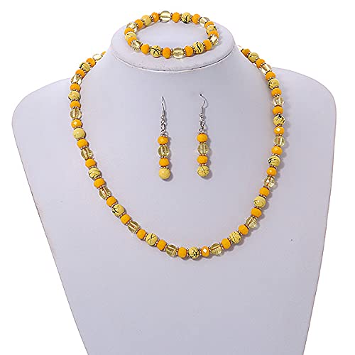 Collar y pendientes de cristal con perlas de acabado alta joyería 3