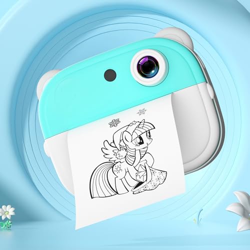 キッズカメラ インスタントサーマルプリンター 2.0インチスクリーン フォトプリンター 48MPリアカメラ タイマー撮影 ビデオ録画対応 サーマルインクレス印刷 ホワイトプリント用紙1枚付き 幼児学習玩具 女の子 男の子 休日 旅行 誕生日プレゼント