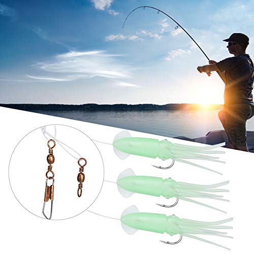 simulatie inktvis lokken aas, sterke taaiheid 3 stuks inktvis aas string haak lichtgevende pvc voor zee - Image 6