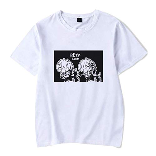 Camiseta Básica Unissex Algodão Re:Zero Ram Rem Baka Anime (Cinza, GG)