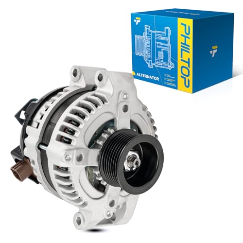 Image of PHILTOP Alternator Compatible with Honda Accord 03-07 2.4L, CR-V 07-09, Element 03-09, Civic 06-10 2.0L, Acura TSX 04-08 High Amp Alternators Replace 13980N 12V 105Amp CW S7 7-Groove Pulley | Fits 2003-2007 Honda Accord L4 2.4L, 2006-2010 Honda Civic L4 2.0L, Replacement OE 13980N