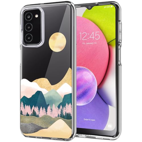 Unov Case Designed for Galaxy A03s, Crystal Clear Phone Case with [Anti-Slip Embossed Pattern], Shockproof Slim Protective [Anti-Yellowing TPU] Back Cover, Sierra Mountains