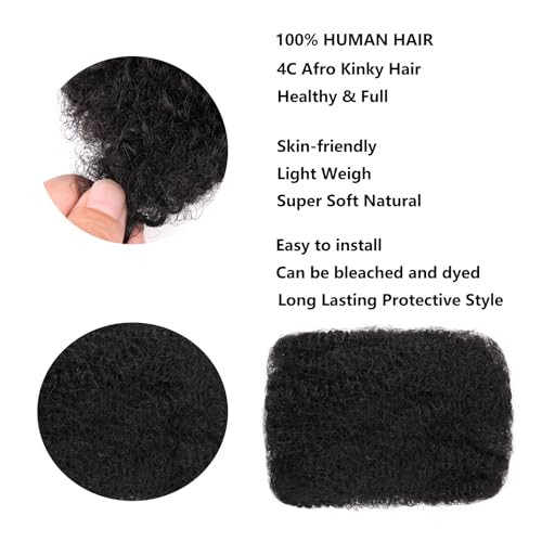 Xtrend 16 Inch 3 Bundles 90 Gram Natural Black Afro Kinkys Bulk Human Hair For Dreadlocks Extensions Repair Locs Mini Braiding Twists Afro Kinky Human Hair For Micro Spring Twist Braiding Kinky Hair - Image 4