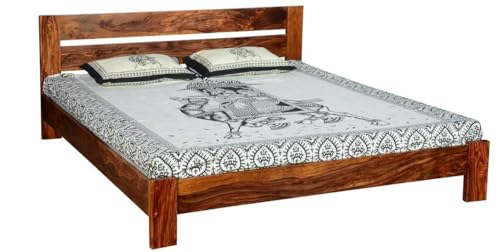 Image of Solid Sheesham Wood King Size Cot Without Storage| Stylish and Luxury Bed for Bedroom | (Country, King)