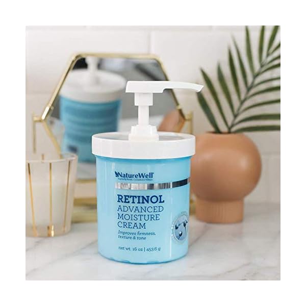 NATURE WELL Clinical Retinol Advanced Moisture Cream for Face, Body, & Hands, Anti Aging, Targets Discoloration, Wrinkles, Sun Damage, Crepey, & Sagging Skin, 16 Oz