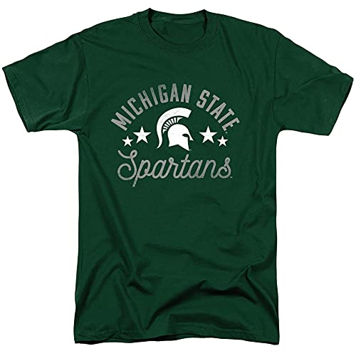 Michigan State University Official Spartans Short Sleeve Mens Cotton T-Shirt,Hunter Green, Large