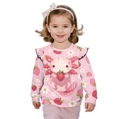 Girls Crewneck Sweatshirts Fall Ruffle Long Sleeve Sports Sweatshirts Pullover Tops for Daily Dance