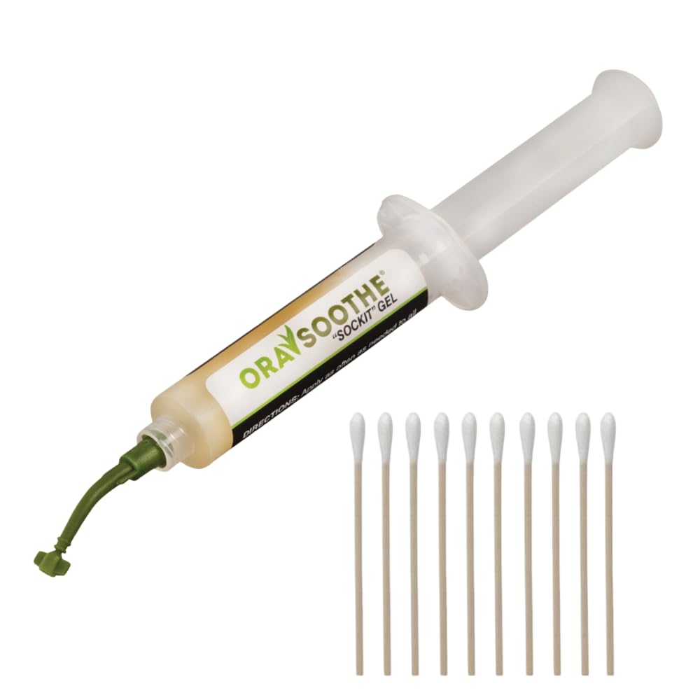 Orasoothe SOCKIT Gel 10g Syringe with 10 Chevaux Brand Applicator Sticks (1 Syringe, 10 Applicators)