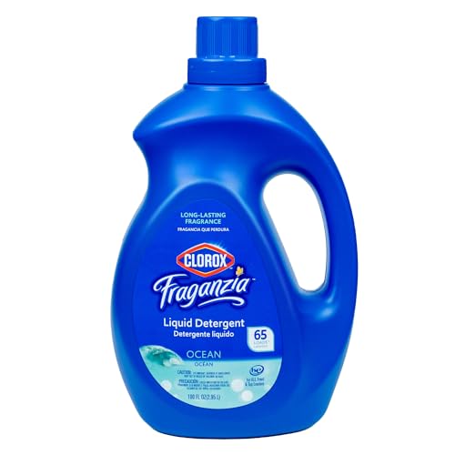 Clorox Fraganzia Liquid Laundry Detergent in Ocean Scent - HE Compatible for All Front and Top Load Washing Machines, High Efficiency Laundry Detergent Compatible, 100 Fl Oz