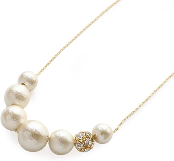 Amazon Co Jp ジュエルボックス Jewelvox ネックレス スライド式アジャスター コットンパール パヴェボール グラデーション ネックレス ファッション
