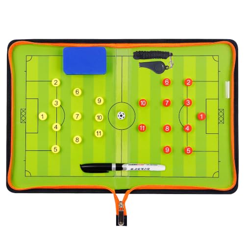 Boclay Football Tactics Board Portable Football Coaching Marker Board with Magnets Whiteboard Marker Eraser Whistle