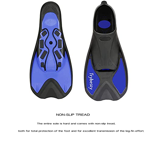 Trybesty Swim Fins,Short Snorkel Fins Travel Size Flippers for Snorkeling Diving Swimming Adult Men Women