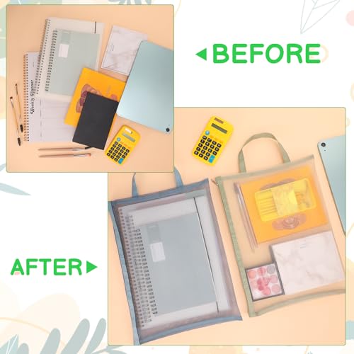 10 Pack Colored Mesh Zipper Pouch Bags, A4 Double-Layer Toy Storage Bags with Zipper Nylon Puzzle Building Blocks See Through Mesh Bag for Home School Office Game, Style 2 - Image 3