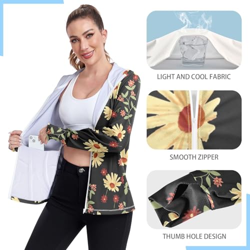 KLL Moletom com capuz e zíper, secagem rápida, proteção FPS 50+, estampa à mão, vermelho, laranja, f