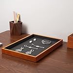 Oirlv Wood Flat Jewelry Tray Stackable Jewelry Drawer Organizer Showcase Jewelry Holder(Grey) - Image 4