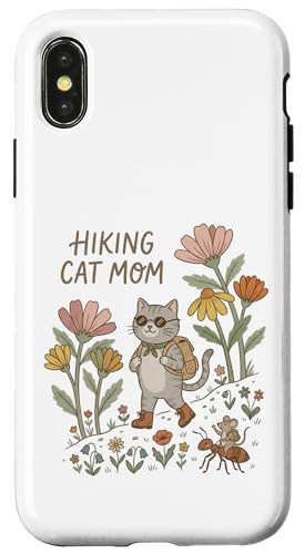 Hiking Cat Mom Cute Floral Adventure �X�}�z�P�[�X iPhone X/XS �p