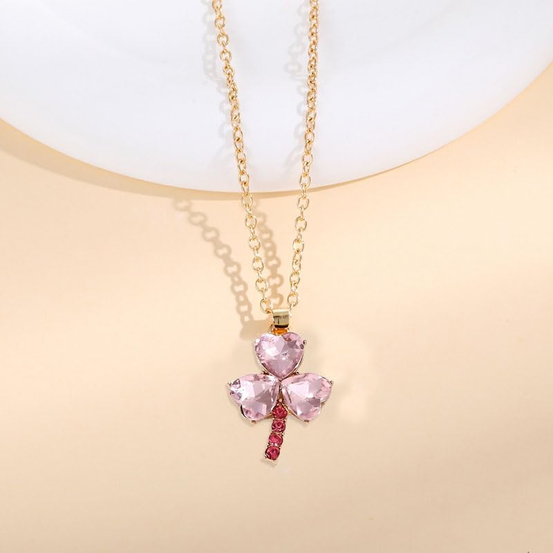 Dreuyet St Patricks Day Necklace Rhinestone Crystal Irish Shamrock Clover Green Necklace for Women Shiny Charm Lucky Pendant Three Leaf Necklaces Irish Holiday Jewelry Gift - Image 5