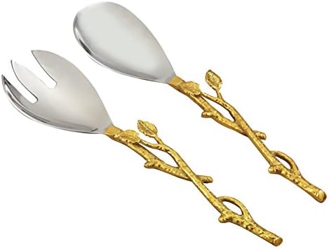Golden Vine Salad Server Set, 11-Inch, Silver/Gold image 4