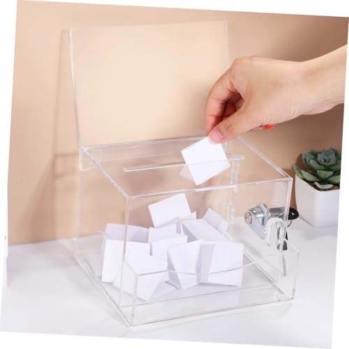ELAYARD Abschließbare Transparent Stimmzettel Box Aus Robustem Acryl 6.30X5.71X4.33In Mit Großem Schlitz Für Sichere Abstimmung Spenden Und Fundraising