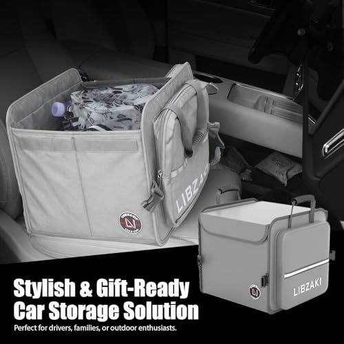 Image of LIBZAKI Car Trunk Storage Organizer, Collapsible Trunk Storage Box for Car Truck SUV-Gray