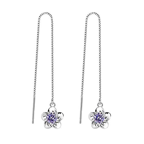 Boucles d'oreilles longues en argent sterling 925 et cristal naturel haut de gamme