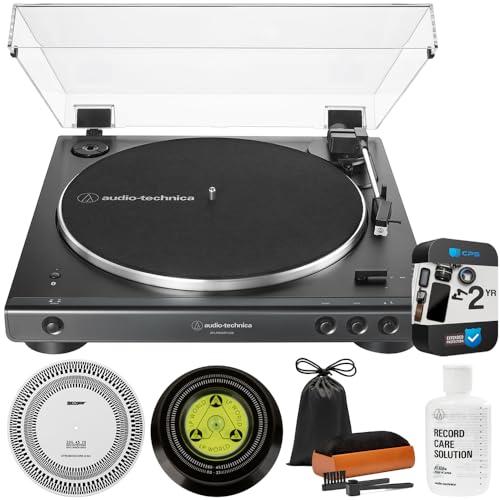 Audio-Technica AT-LP60XBT-USB Automatic Belt-Drive Turntable with Bluetooth, USB Bundle with 2 YR...