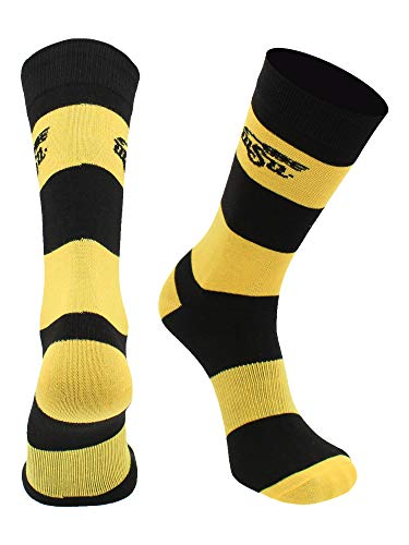 TCK Wichita State Shockers Game Day Striped Socks (Black/Yellow, Large)