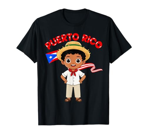Puerto Rico Puerto Rican Boy Traditional Outfit Wear Flag T-Shirt