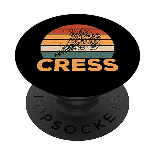 Retro Cress Outfit Love Edible Herbs PopSockets Swappable PopGrip, Black