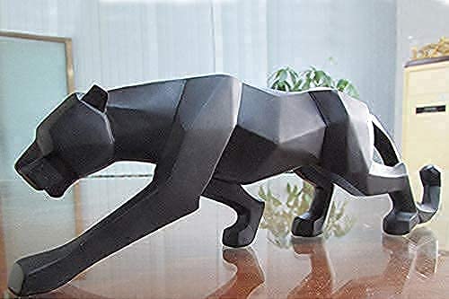 Leopard Statue Modern Abstract Black Panther Statues Resin Leopard Animal Sculptures Home Decor For Bookcase And Table（Black） #TOP1