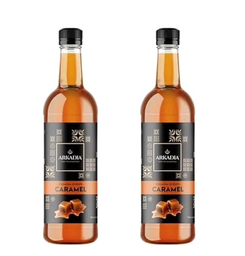 Arkadia Caramel Syrup, Premium Café-Style Flavour, 1000mL, 2 Pack, Barista-Grade for Coffee and Desserts