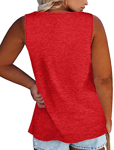 Image of Womens Plus Size Tank Tops Summer Button Down Henley Shirts Sleeveless Tops