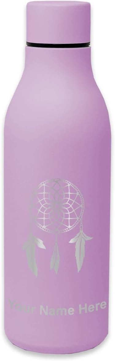 LaserGram Double Wall Stainless Steel Water Bottle, Dream Catcher, Personalized Engraving Included