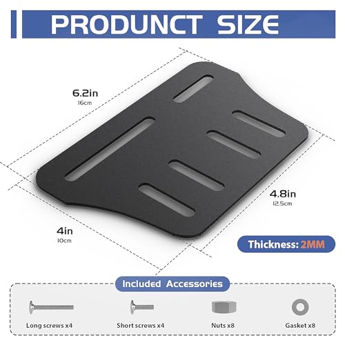 2 PCS Bed Frame Adapter for Headboard,Queen Bed Modification Plate Bed Frame Brackets Adapter/Connector,Heavy Duty Headboard Adapter Kit to Connect Headboard Footboard (Black) - Thumbnail 2