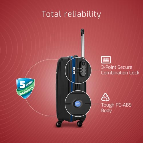 Image of VIP Corsa Check-in 66 Cm (Medium) 8 Wheels Polycarbonate Spinner Trolley Bags for Travel, Hard Case Lightweight Bag with Combination Lock, Tough Suitcase for Travel (Black)