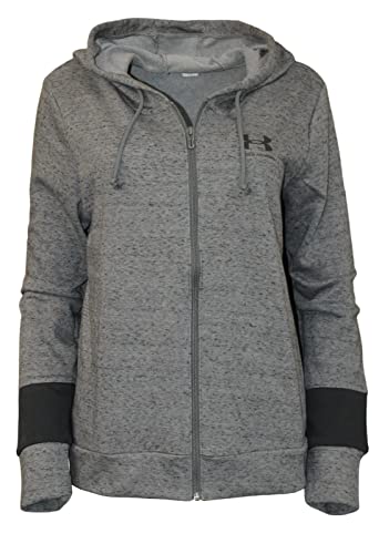 Under Armour Women's UA Rival Terry Colorblock Full-Zip Hoodie 1373067 (as1, alpha, m, regular, regular, Grey 012, Medium)