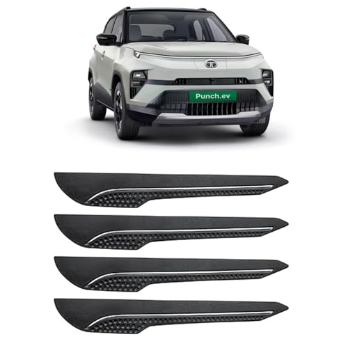 Image of AOSIS-Car Bumper Protector /Bumper Guard for Tata Punch Ev with Single Chrome Stripe (4-Pcs)