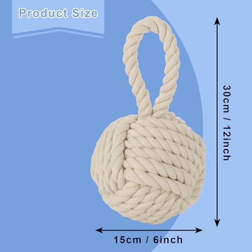 MUXHEL 1 Pcs Rope Decorative Door Stop, 5.9" Dia. Beige Decorative Weighted Door Stop, Nautical Door Stopper for Room Door, Window Wedge and Bookend by MUXHEL - Image 2
