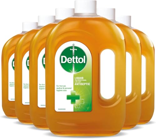 Dettol Antiseptic Liquid Multipack of 6 X 750ml Total 4.5L Cleaning Alcohol Isopropyl Rubbing Alcohol Ipa Alcohol Antibacterial Disinfectant Antiseptics and Disinfectants First Aid