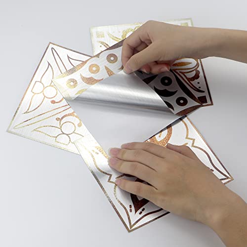 Tile Decoration Stickers For Walls 10-Sheets, 7.87X7.87In Removable Wall Stickers Peel And Stick Brushed Silver Self-Adhesive Paper,Waterproof Stickers For Kitchen Backsplash And Furniture Decor #TOP6