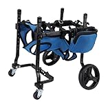 Zunate Dog Hind Leg Cart with Adjustable Aluminum Alloy Frame, Breathable Mesh Harness and Universal Wheels for Mobility Support with Side Storage Bag Included