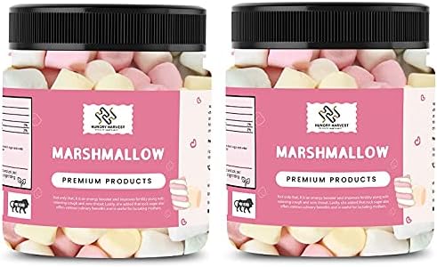 Hungry Harvest Combo Marshmallows 100% Vegan - Assorted Fruit Flavours 150 gms Each | Total Weight 300 gms|Jar Pack|