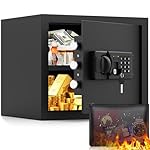 1.8 Cub Fireproof Safe Box for Home with Fireproof Bag, Home Safes Water and Fireproof, Electronic Keypad & Removable Shelf and LED Light, Fire proof Safe for Home Documents Jewelry Medicines