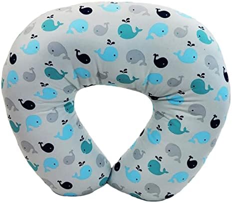NurSit Nursing Pillow and Positioner, Hypoallergenic Breastfeeding or Bottle Feeding, Perfect for Bonding with Baby, Machine Washable, Whale