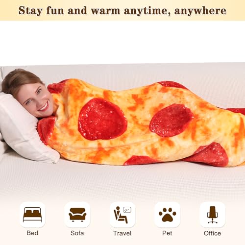 image for mermaker Pepperoni Pizzas Blanket 2.0 Double Sided 80 inch for Adult a