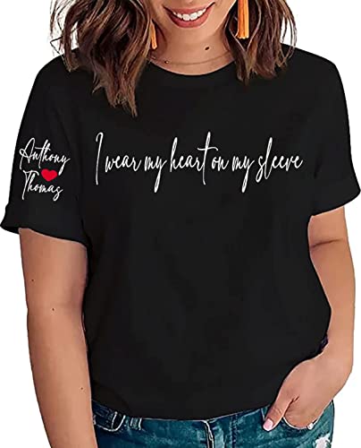 I Wear My Heart On My Sleeve Custom Sweatshirt Personalized Mom with Names Sweatshirt Custom with Names on The Sleeve Mom Sweatshirt Gifts for Mom Grandma Mama Birthday Mothers Day