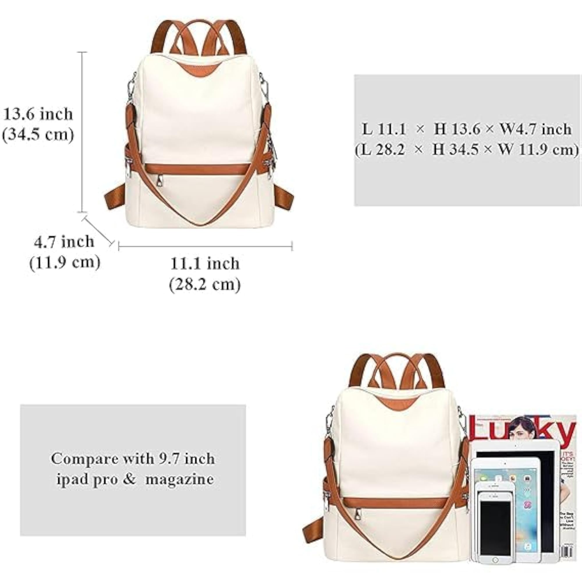 Genuine Leather College Laptop Backpack for Women, Classic Style